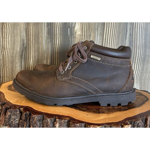 Rockport Mens Boots Brown Leather Hydroshield Storm Surge Gorpcore Hiking Sz 7.5 - Picture 1 of 13